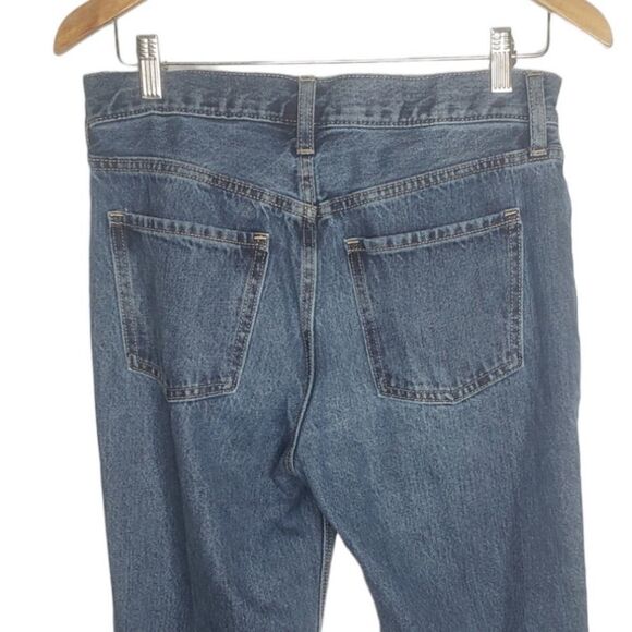 Old Navy High Rise Slouchy Straight Button Fly Ankle Jeans Distressed Size 4 - Picture 6 of 7